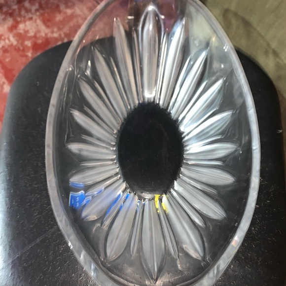 Clear Glass Decorative Bowl Sach’s 5th Avenue Frosted Oval Bowl High End - Picture 3 of 7